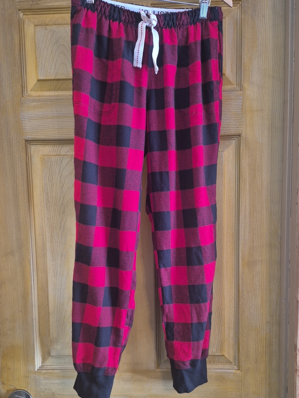 Hollister Sleep Flannel Buffalo Plaid Red Black Pants Elastic Waistband Small